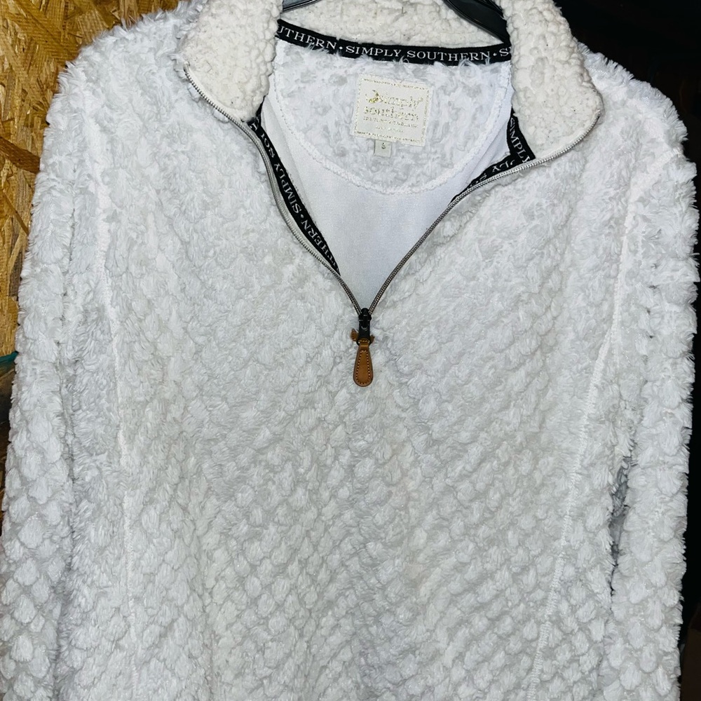 Simply Southern Women's Cream Sherpa Pullover